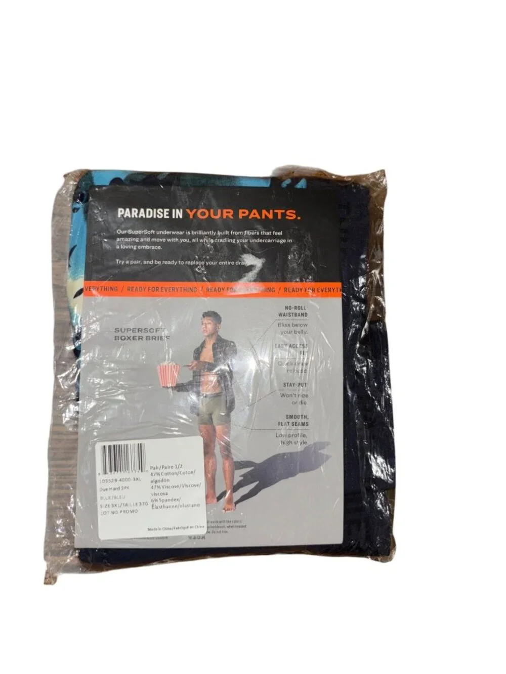 NIB Pair of 3XL Blue Soft Boxer Briefs